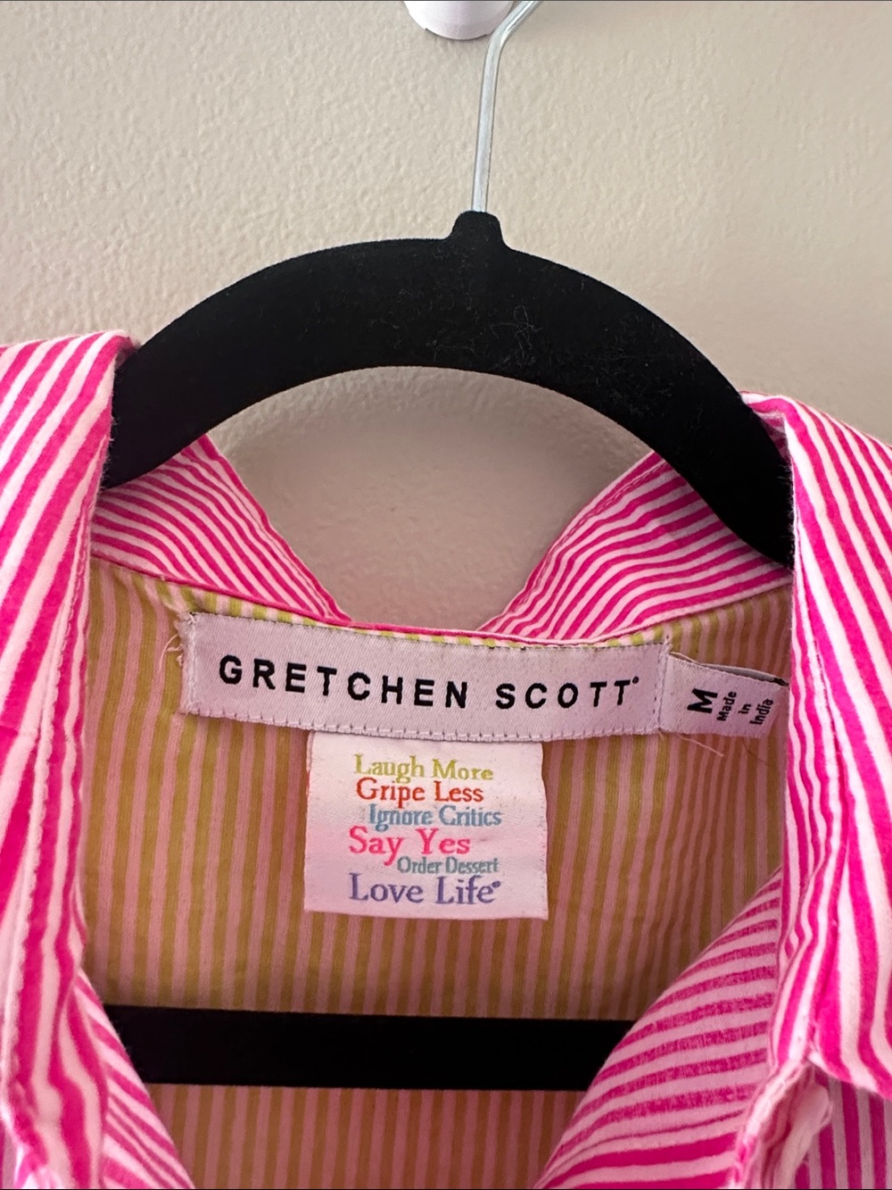 Gretchen Scott Designs Pink Striped Priss Button-Down Shirt Sz Medium Preppy - Picture 5 of 8